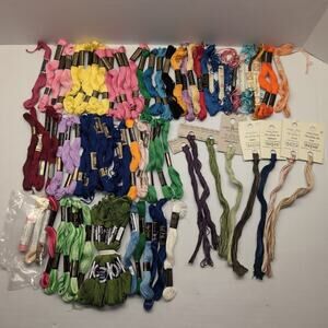 Lot of 80+ Embroidery Thread Floss Skeins Variety Coats Clark's Weeks Bucilla